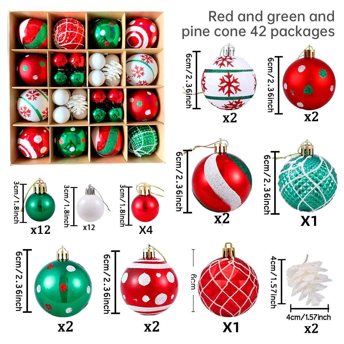 Christmas decoration 6cm  ball special-shaped painted