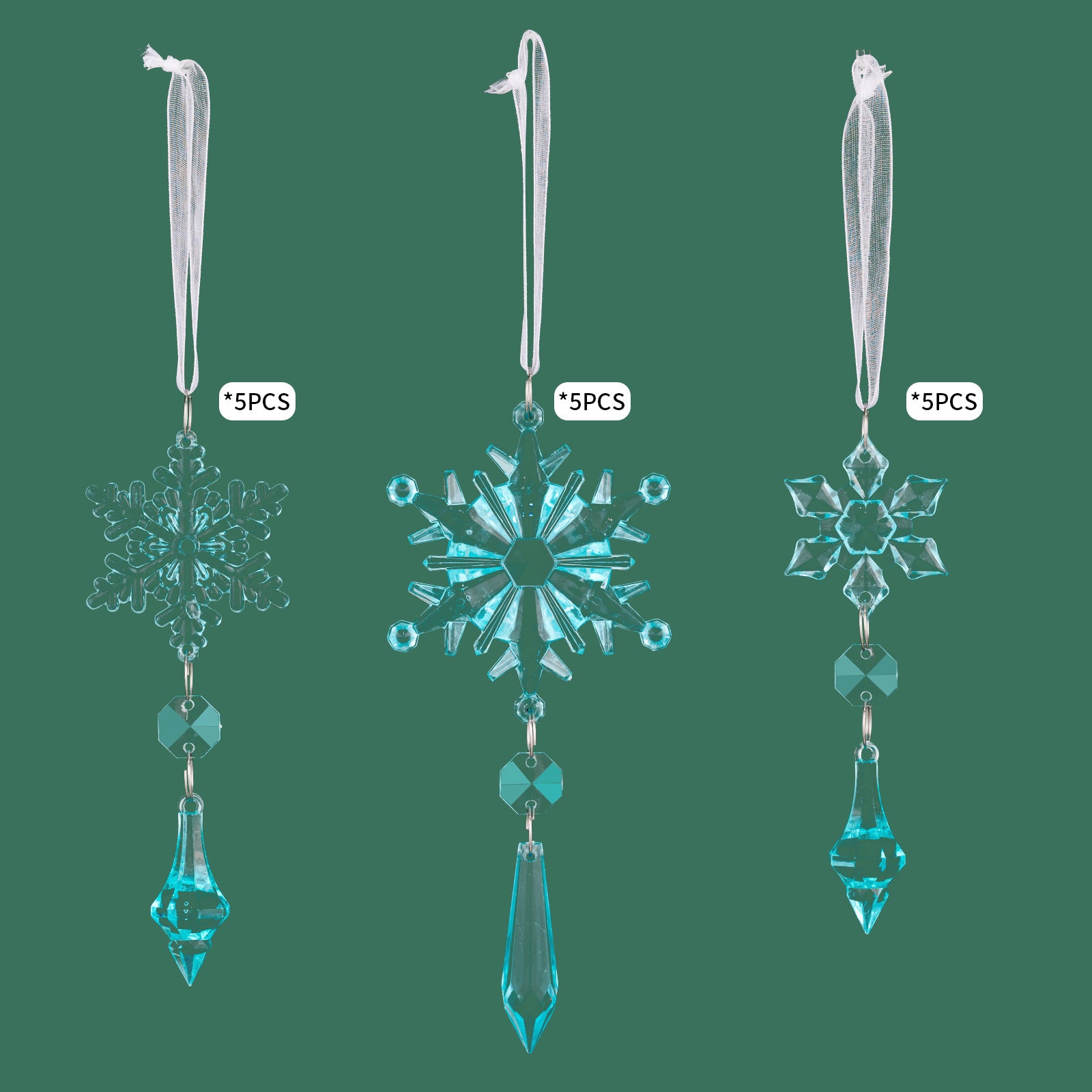 Christmas Crystal Snowflake 15PC Decorations