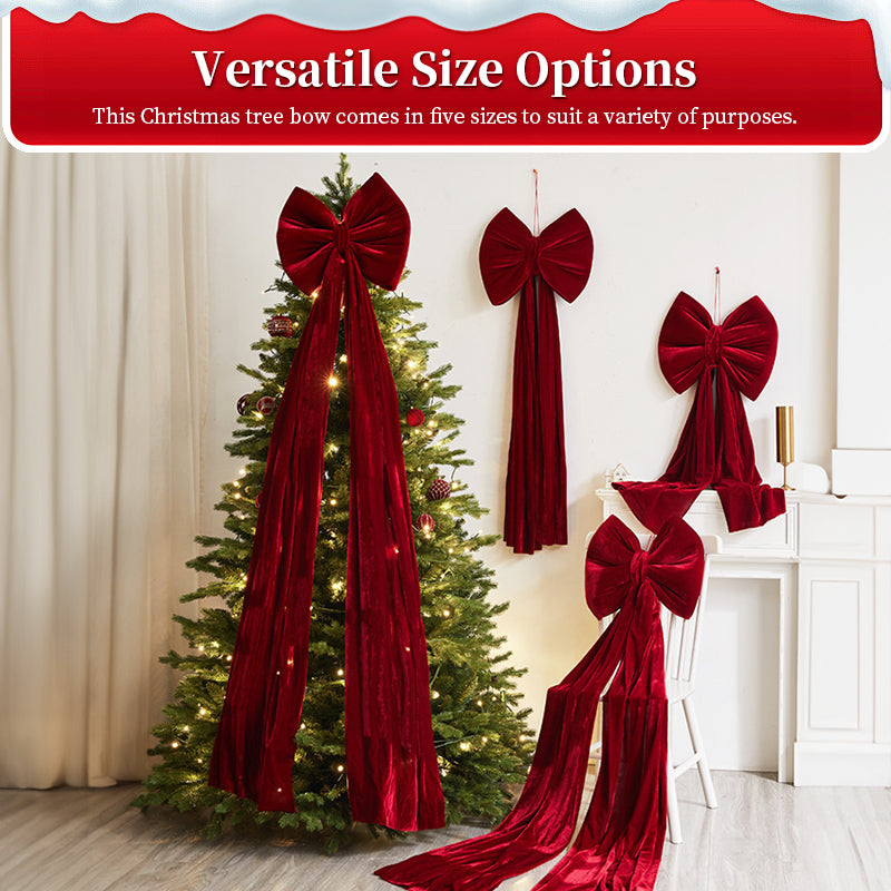 Large Wine Red Christmas Bow - Big Festive Tree Topper Decoration for Xmas