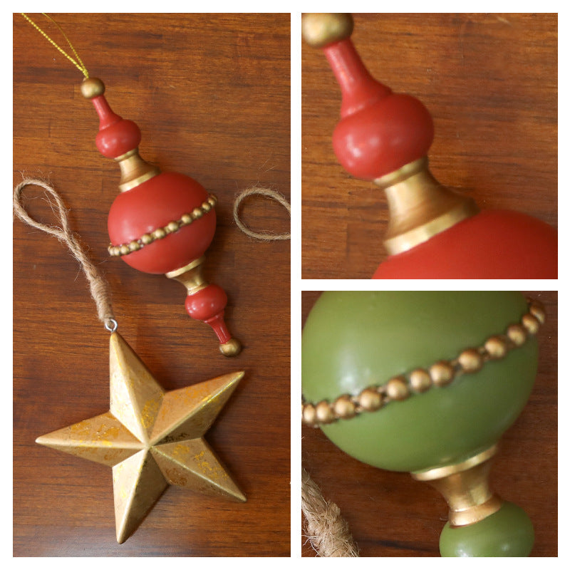 Christmas Wooden Acorn Star Tree Ornament  \ Holiday Decoration