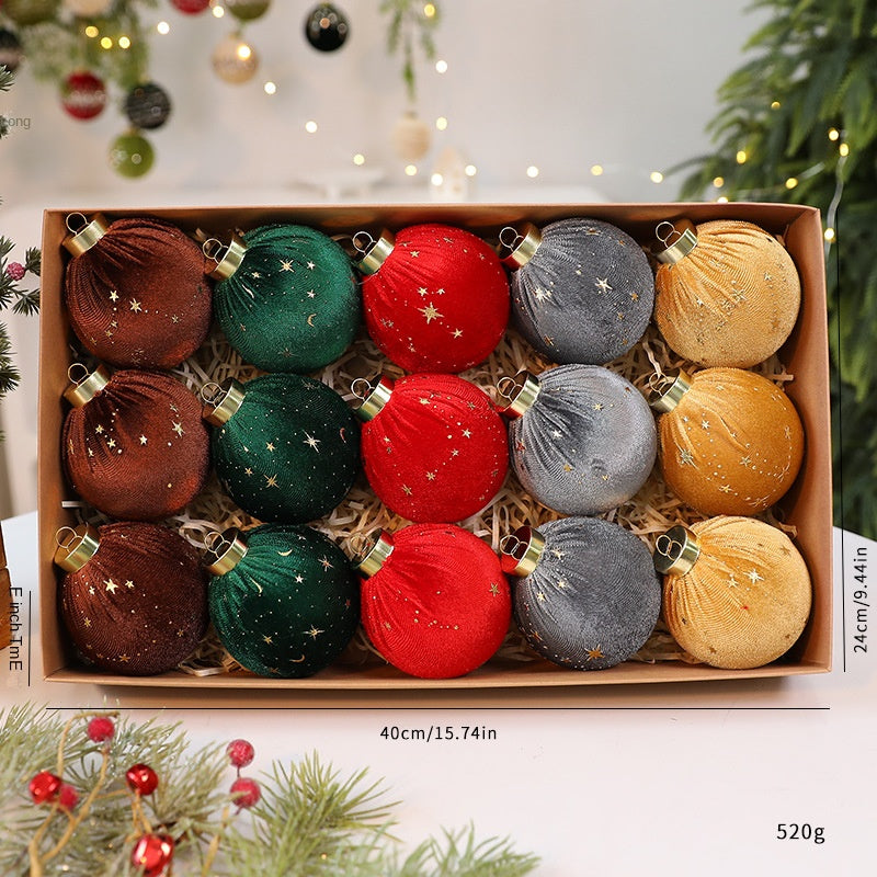 New Christmas Star-Embellished Velvet Christmas Ball \ Christmas Decoration Tree Ornament