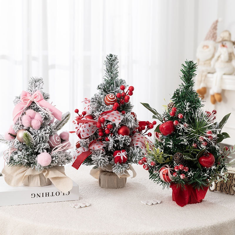 Mini Christmas Tree Decoration for Store Window Display, Artificial Pink Cedar