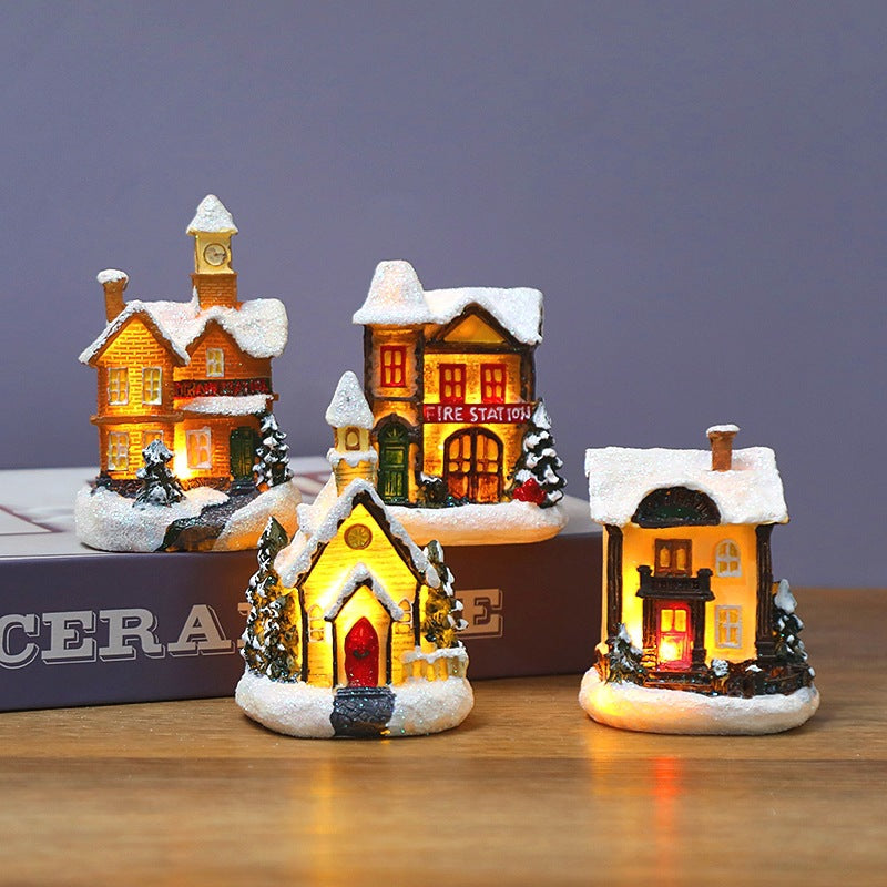 Christmas luminous small house LED warm light European style