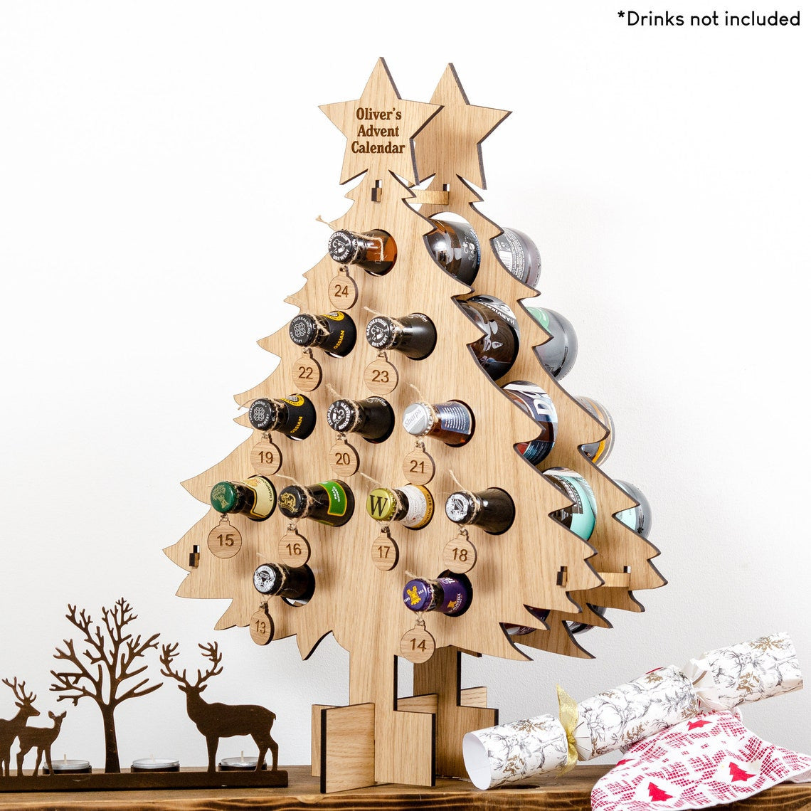 Christmas Countdown Wine Rack Wood Ornament Craft Decoration
