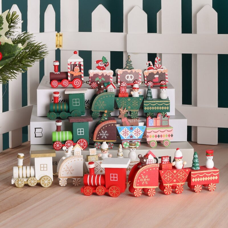 Christmas Decorations Wooden Train Christmas Presents Window Display