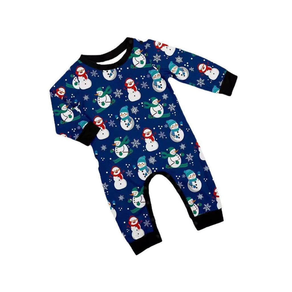 Christmas Snowman Snowflake Hat Plaid Christmas Family Matching Printed Pajamas