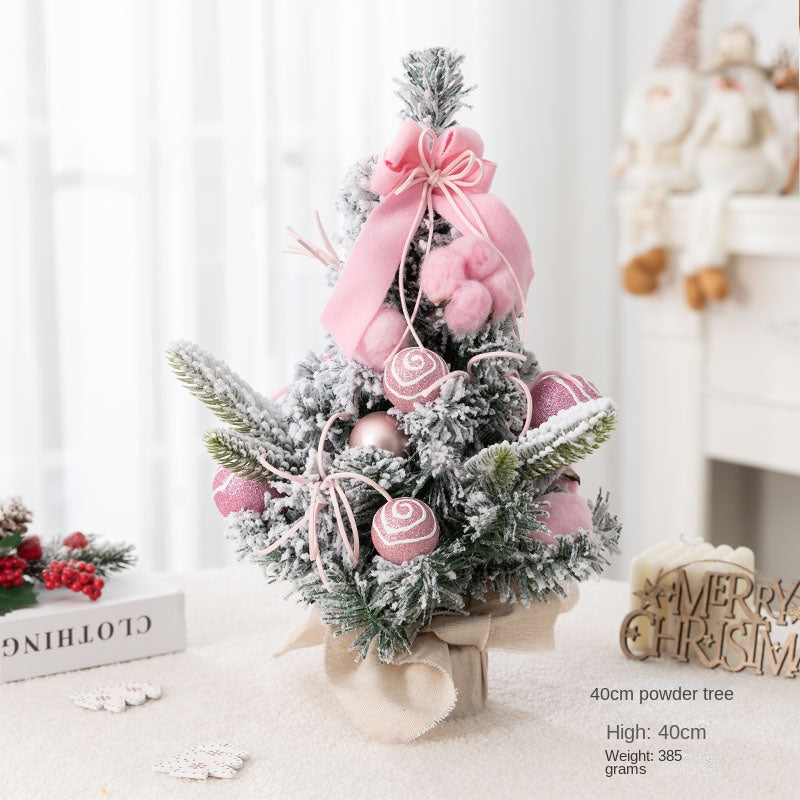 Mini Christmas Tree Decoration for Store Window Display, Artificial Pink Cedar