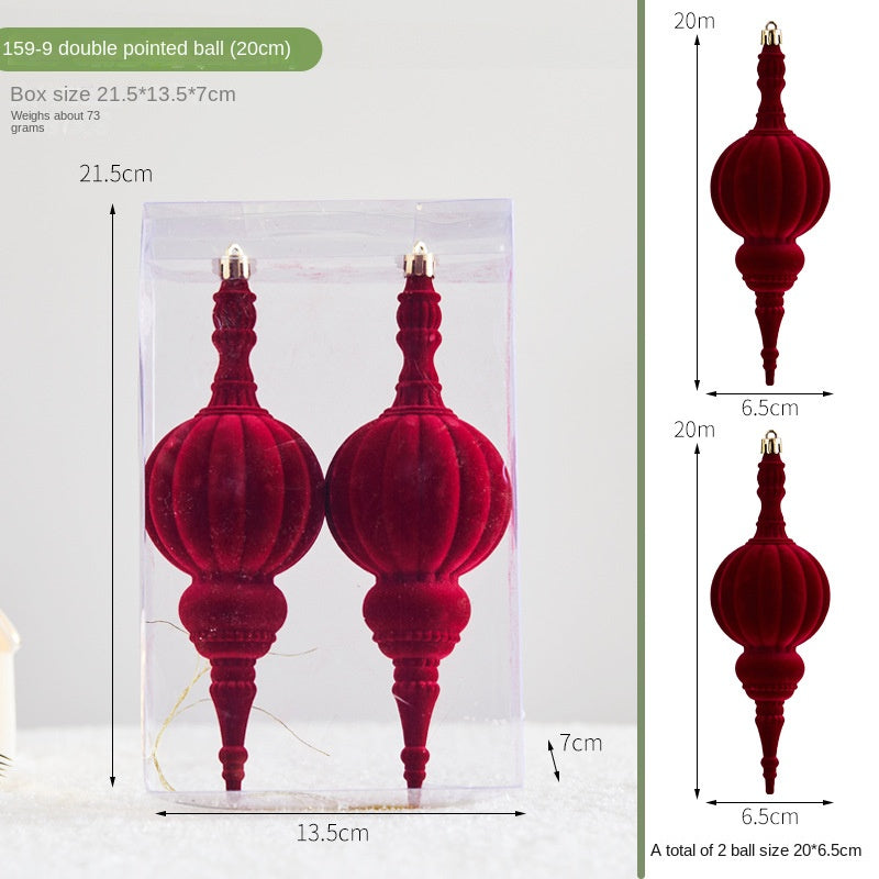 Christmas Decoration Flocked Ball Wine Red
