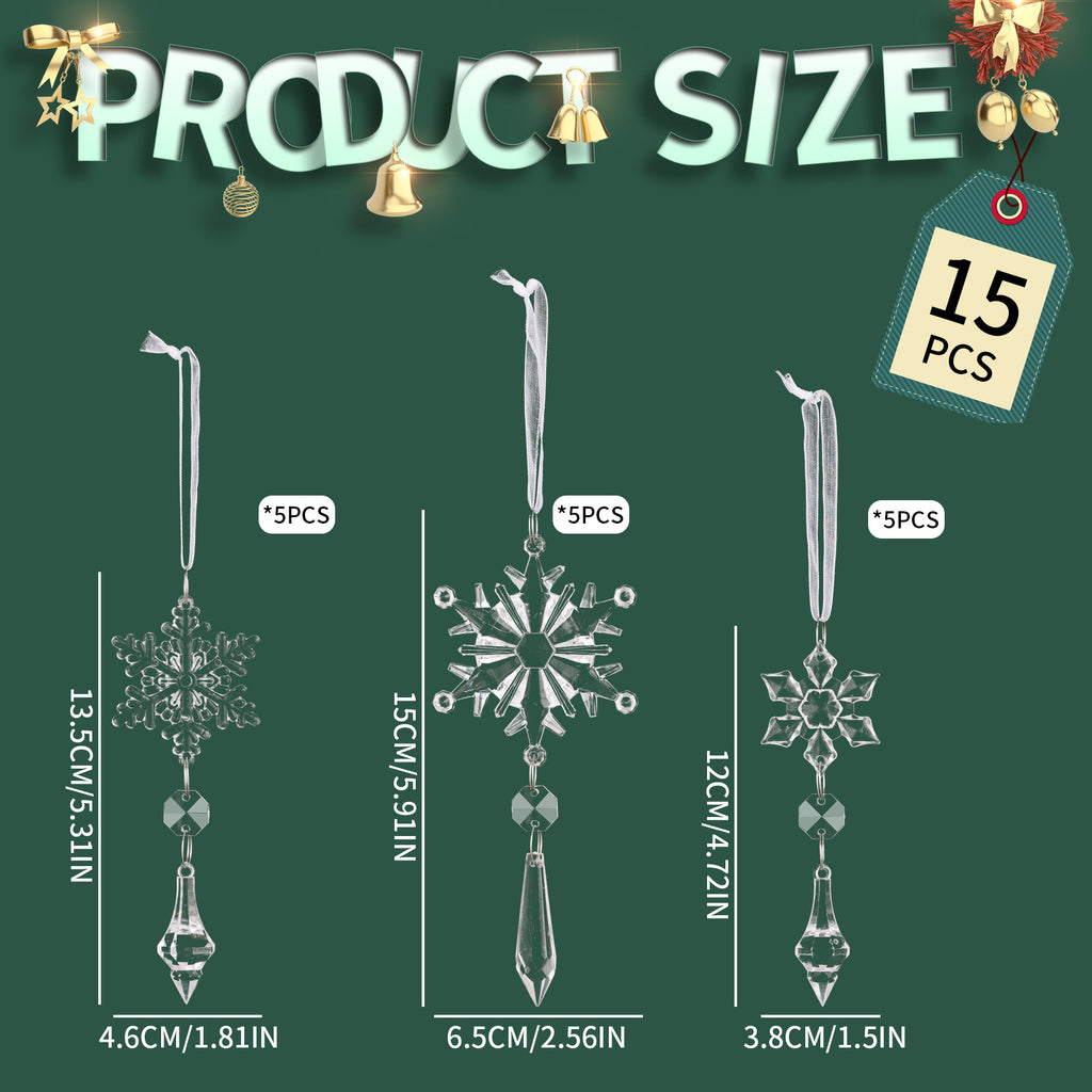 Christmas Crystal Snowflake 15PC Decorations