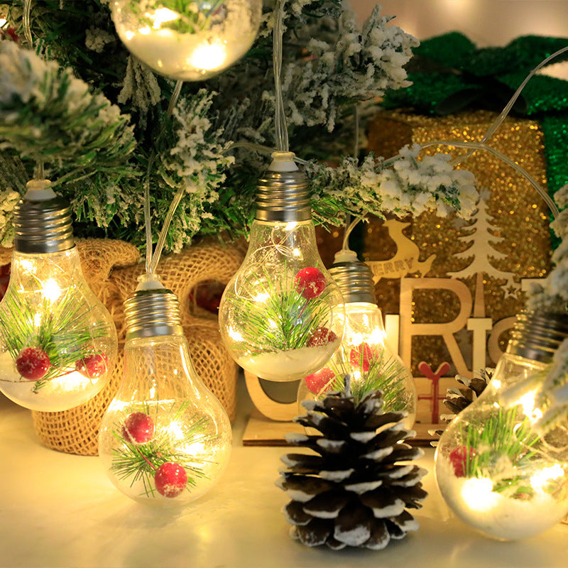 Christmas Ball Bubble Lamp Pine Needle Red Fruit Snowflake
