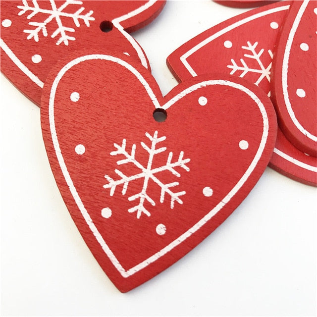 10pcs New Year Natural Wood Christmas Tree Ornament