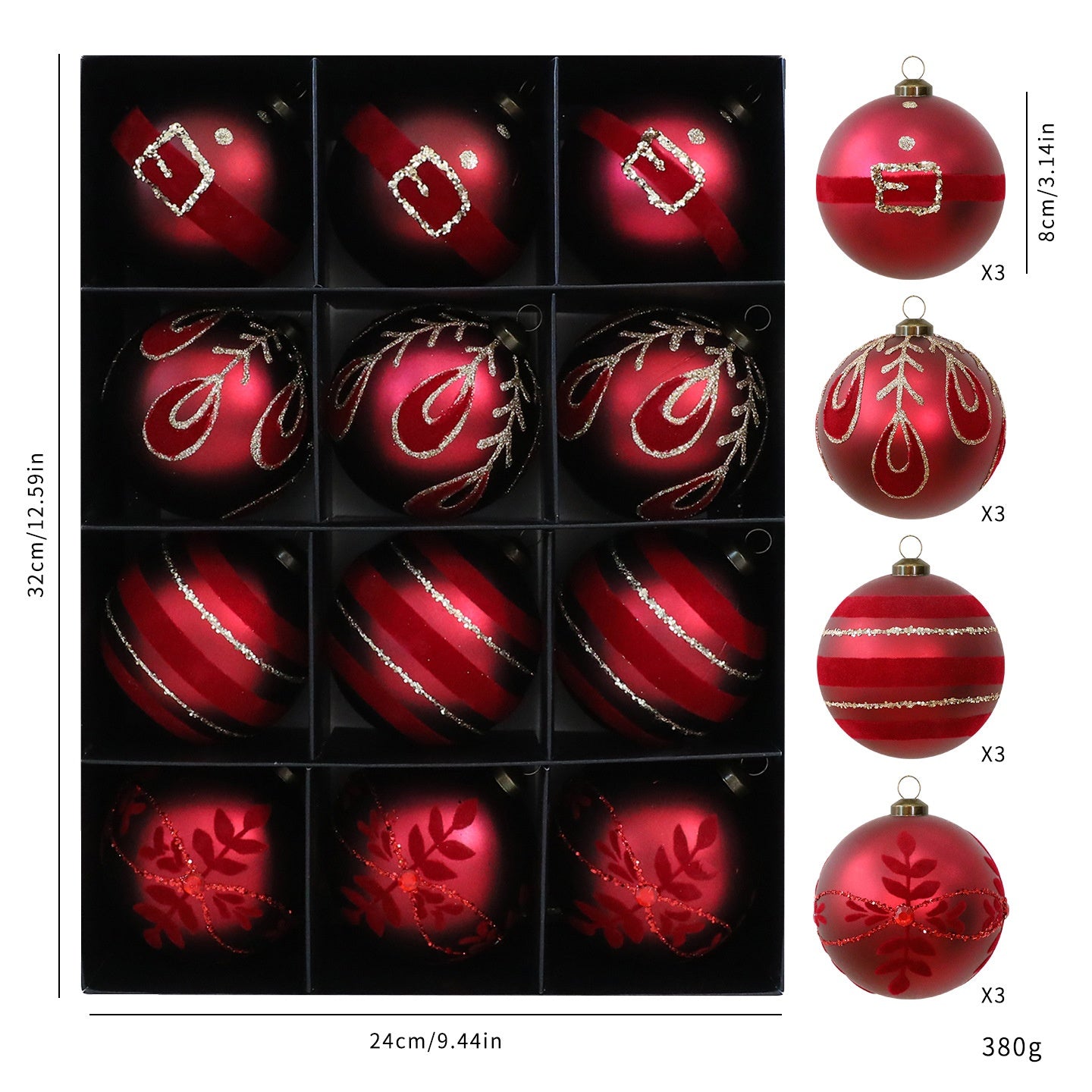 Christmas Ball Decorations 8CM/12PCS Christmas Tree Ornaments
