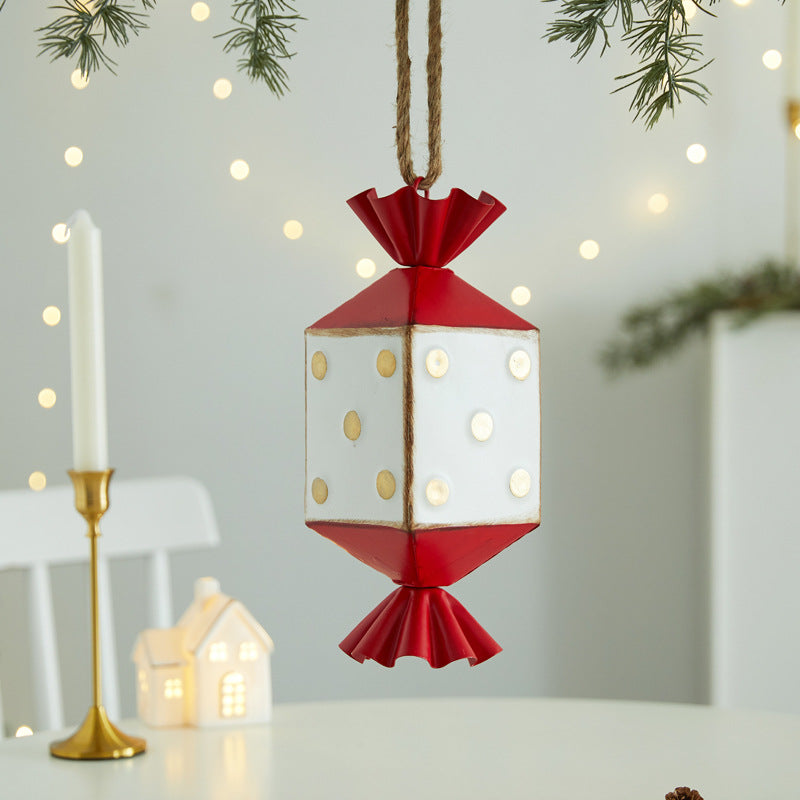 Christmas Creative Decoration Candy-Shaped Iron Hanging Ornament