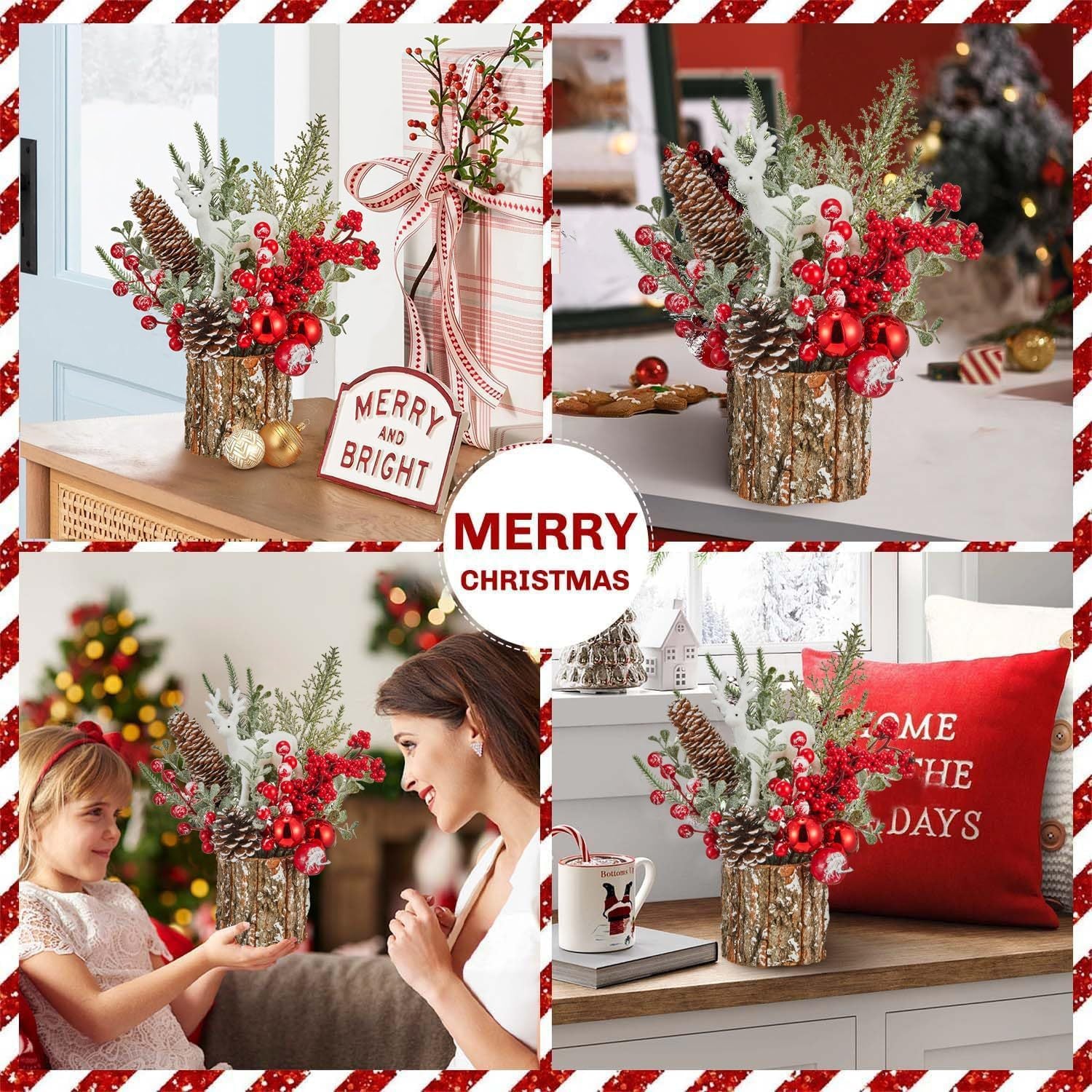 Christmas Tree Artificial \ Home Decor Bark Wooden Barrel Tree