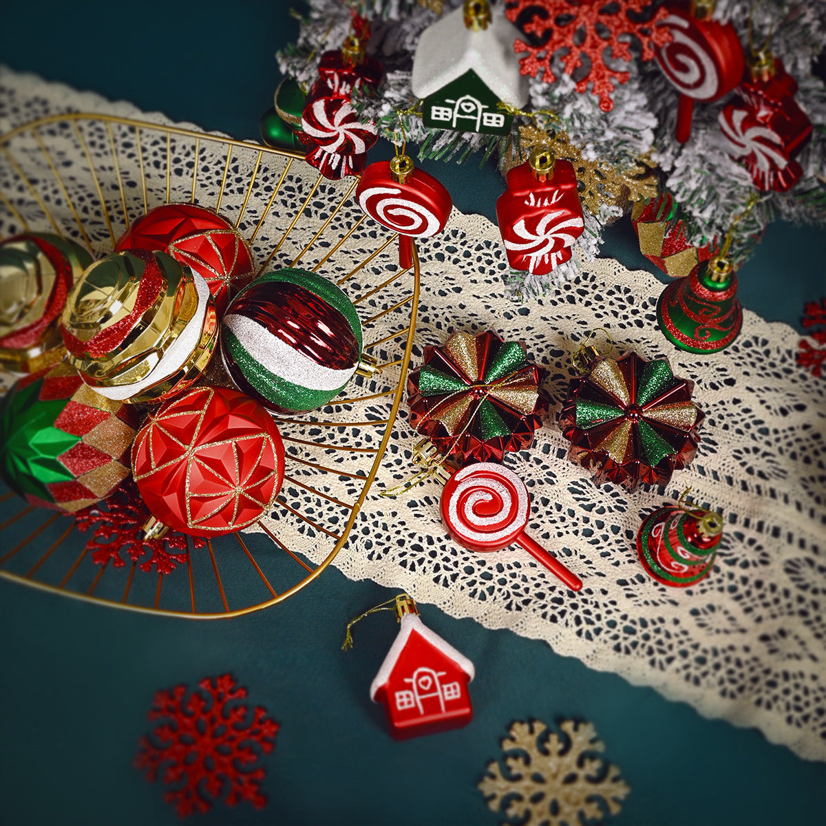 Christmas decorations, plastic balls, holiday party decorations