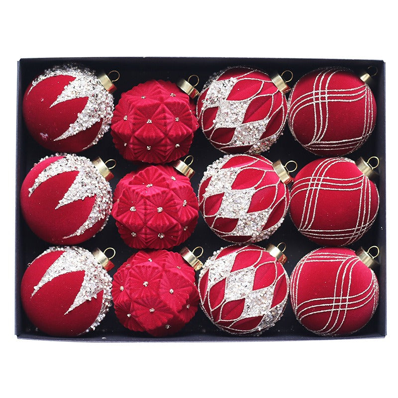 Christmas ball decoration 8cm/12 pieces colored brick plush