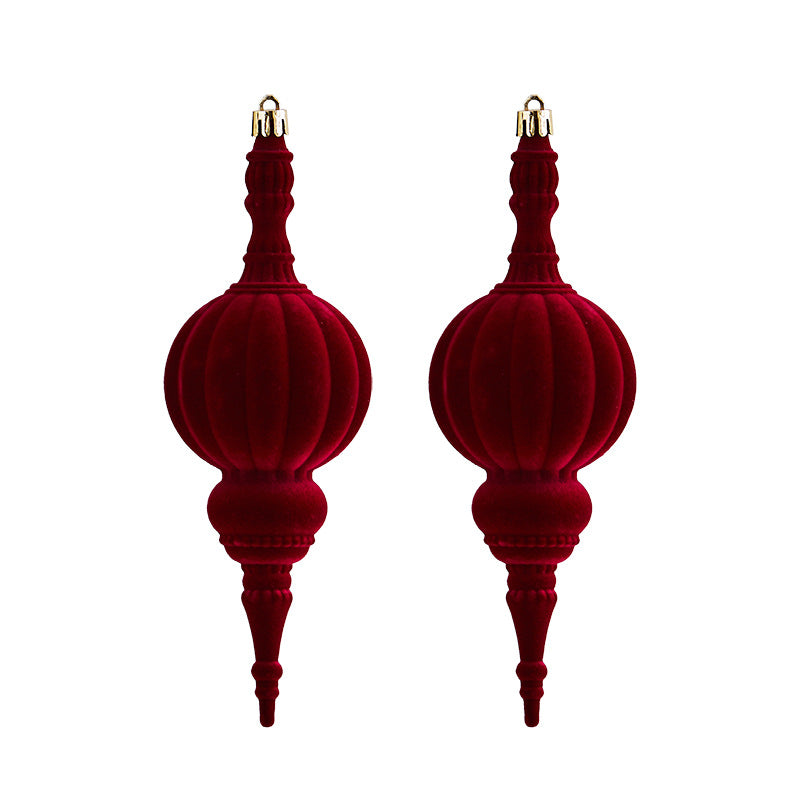 Christmas Decoration Flocked Ball Wine Red
