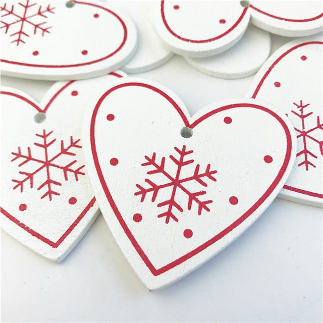 10pcs New Year Natural Wood Christmas Tree Ornament