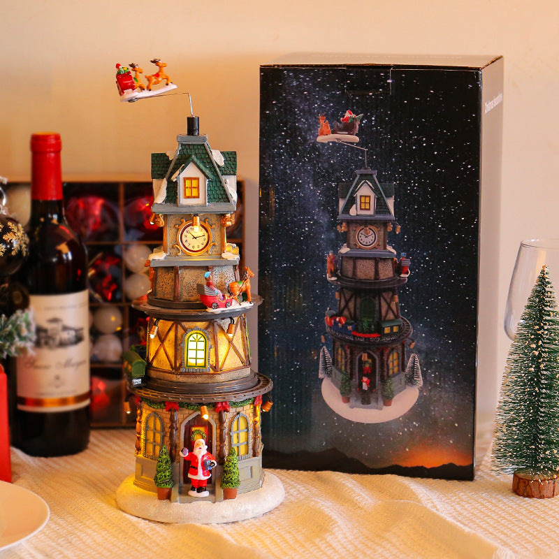 Christmas gift, Christmas luminous rotating music box