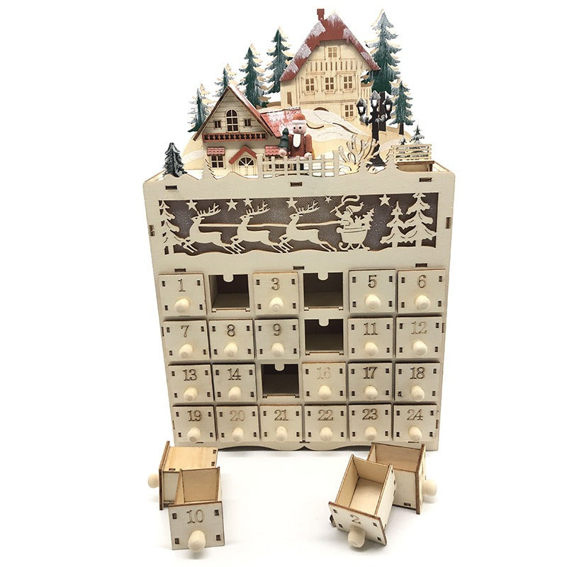 Creative Christmas Decoration LED Lights 24 Days \ Calendar Ornament Wooden