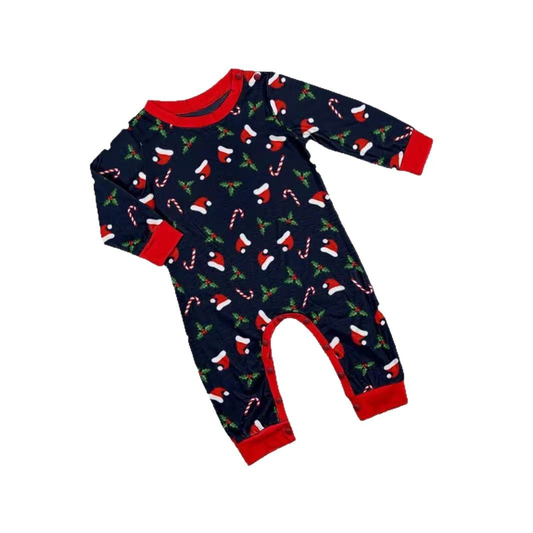 Christmas Hat Letter Cane Christmas Family Matching Printed Pajamas Sleepwear