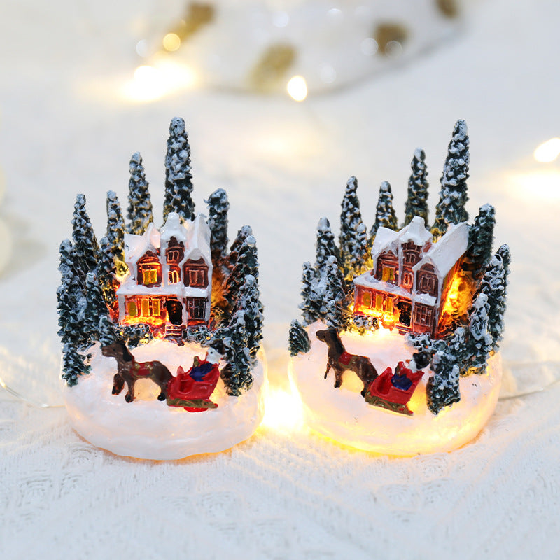 Christmas Decorations Resin Houses Luminous \ Small Houses Christmas Gift Creativity