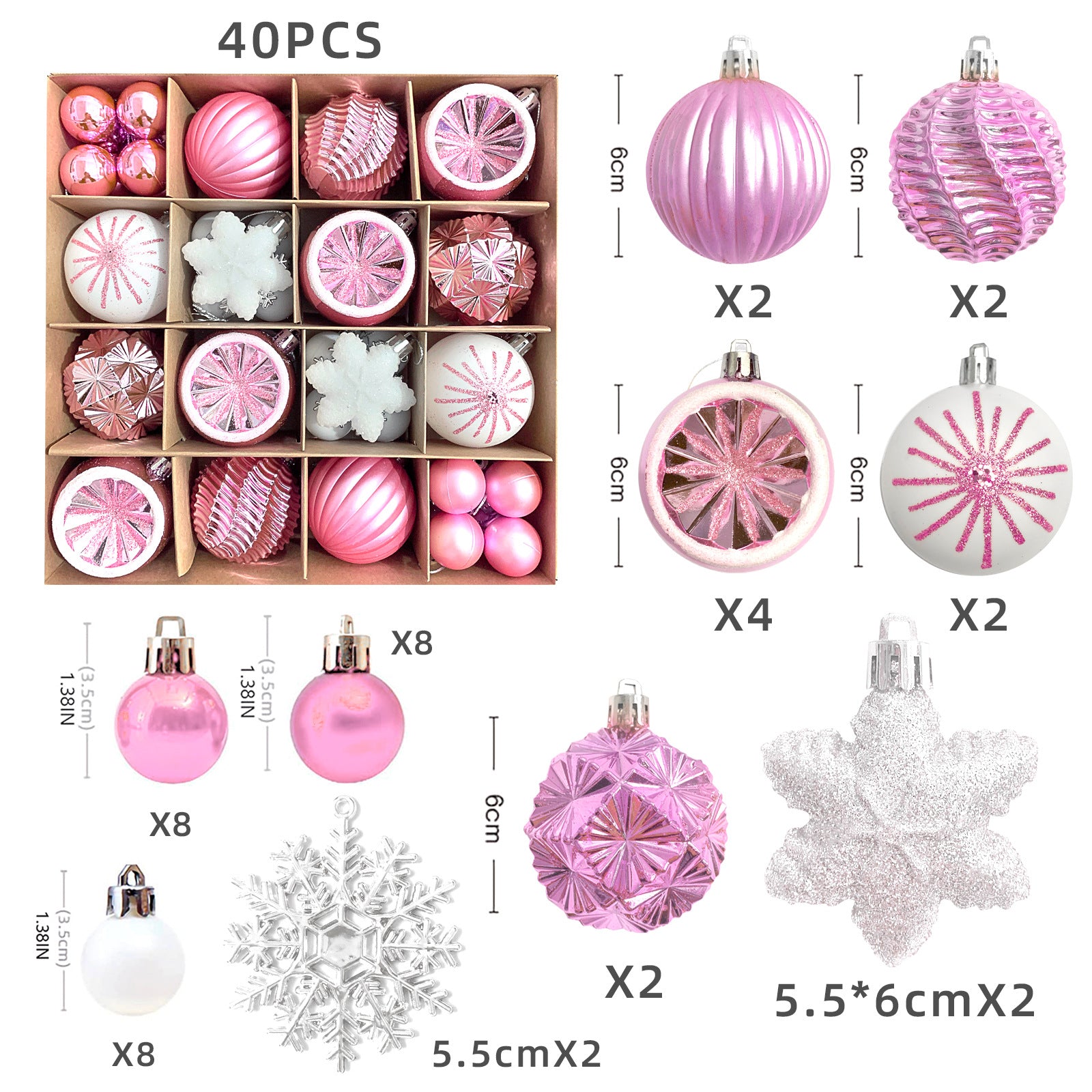 Christmas decoration 6cm  ball special-shaped painted