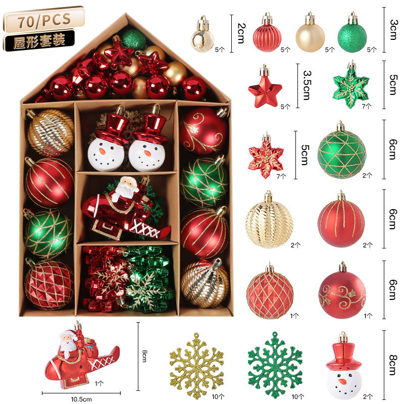 Christmas ball, House shaped set, kraft paper box