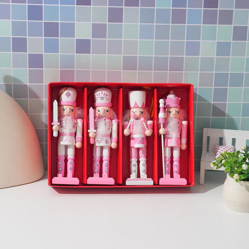 Christmas 13CM Nordic Soldier Pink and White Cute Nutcracker