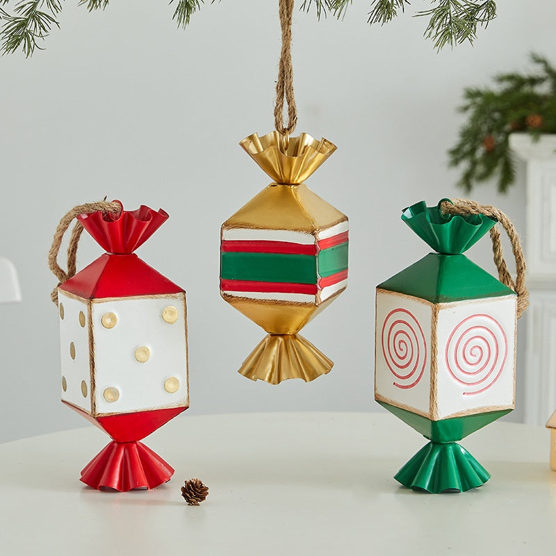 Christmas Creative Decoration Candy-Shaped Iron Hanging Ornament
