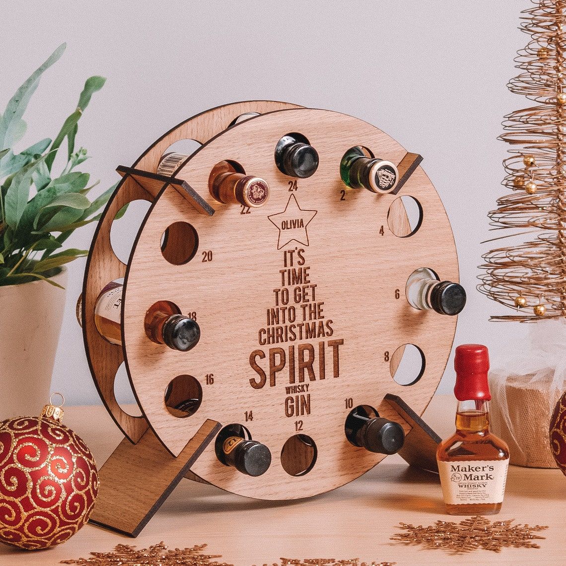 Christmas Countdown Wine Rack Wood Ornament Craft Decoration