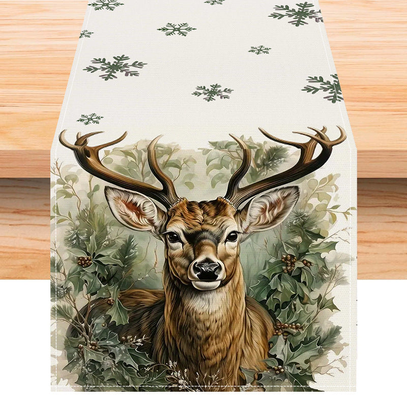 Christmas snowflake linen tablecloth \ holiday decoration