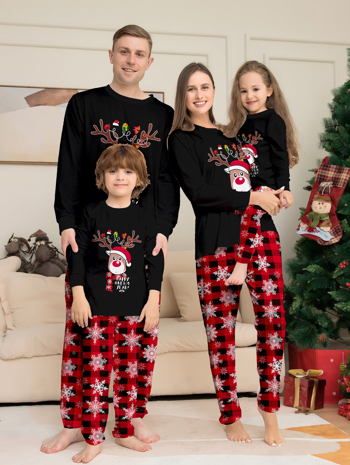 Christmas Deer Letter Print Family Pajama Set