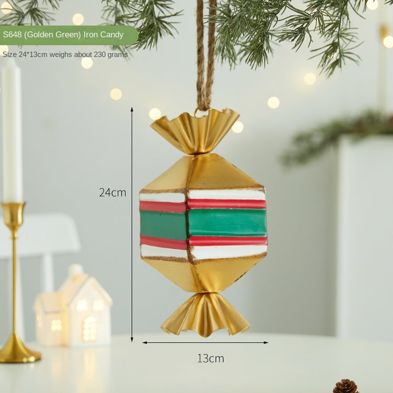 Christmas Creative Decoration Candy-Shaped Iron Hanging Ornament