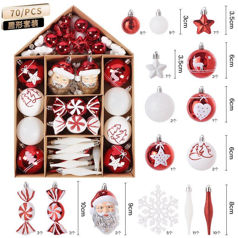 Christmas ball, House shaped set, kraft paper box