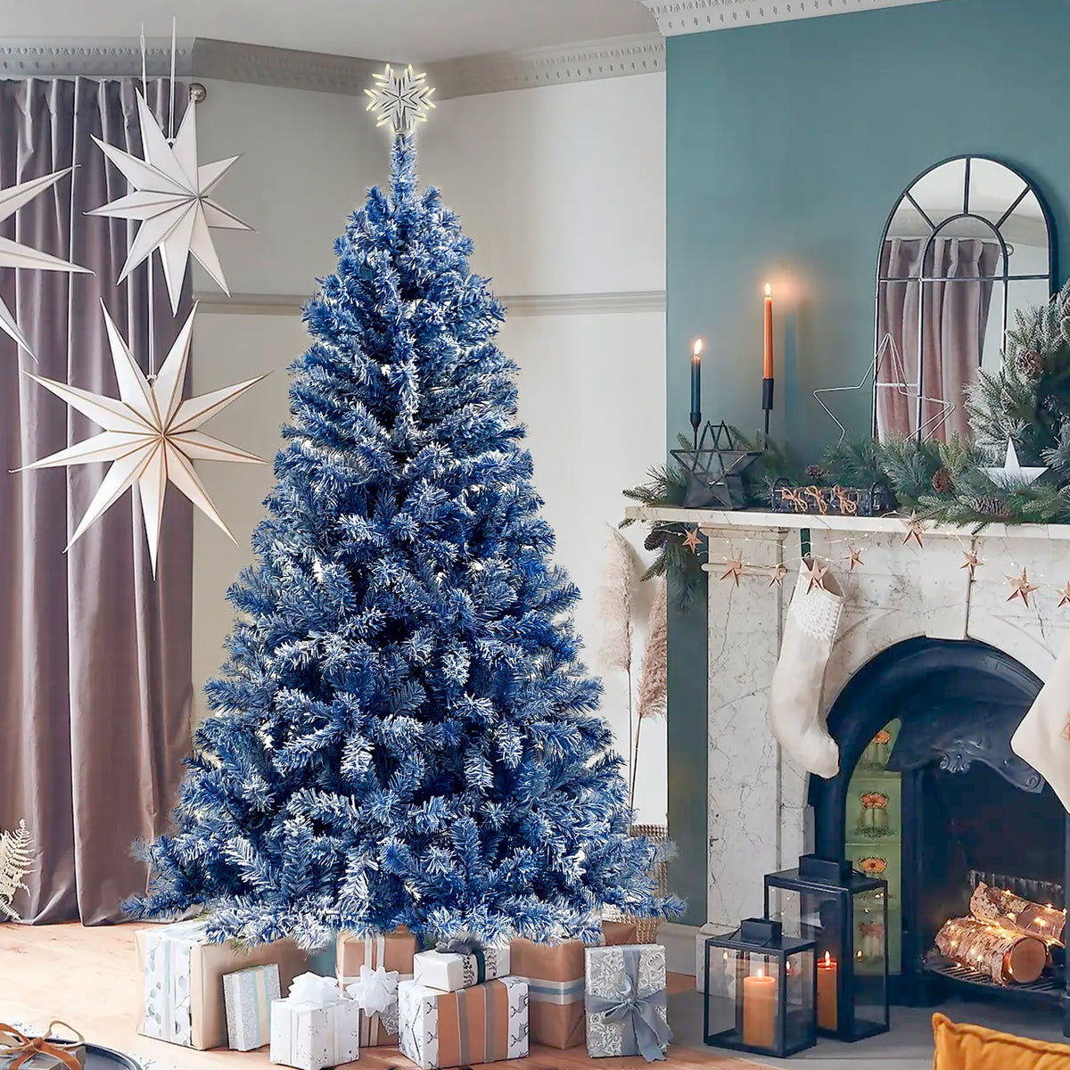 6FT Christmas tree snowflake flocking person with 750 Christmas branches