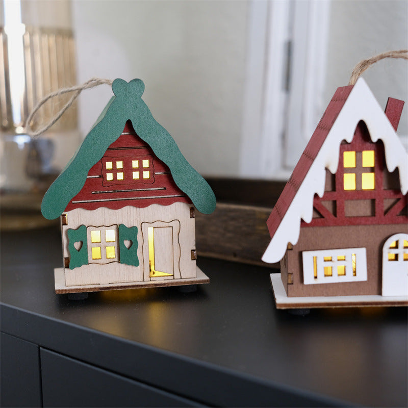 Christmas Retro Glow Mini House Decorations Holiday Ornaments