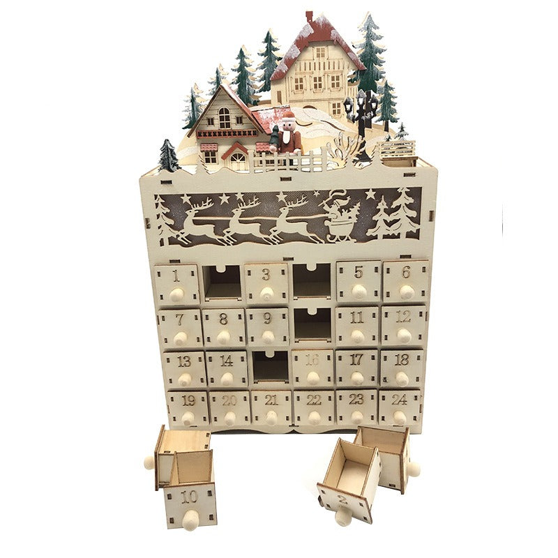 Creative Christmas Decoration LED Lights 24 Days \ Calendar Ornament Wooden
