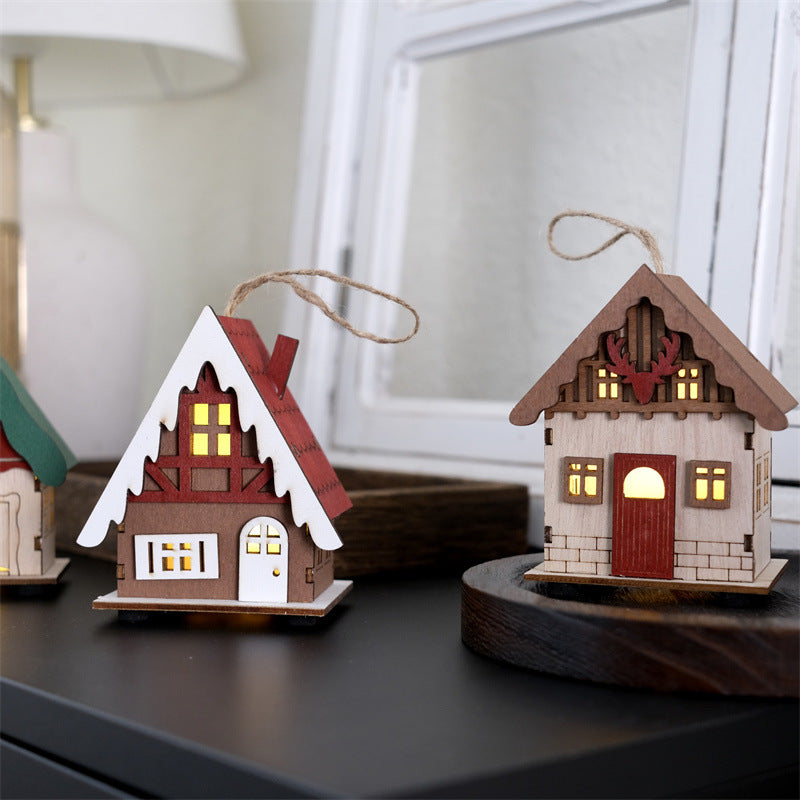 Christmas Retro Glow Mini House Decorations Holiday Ornaments