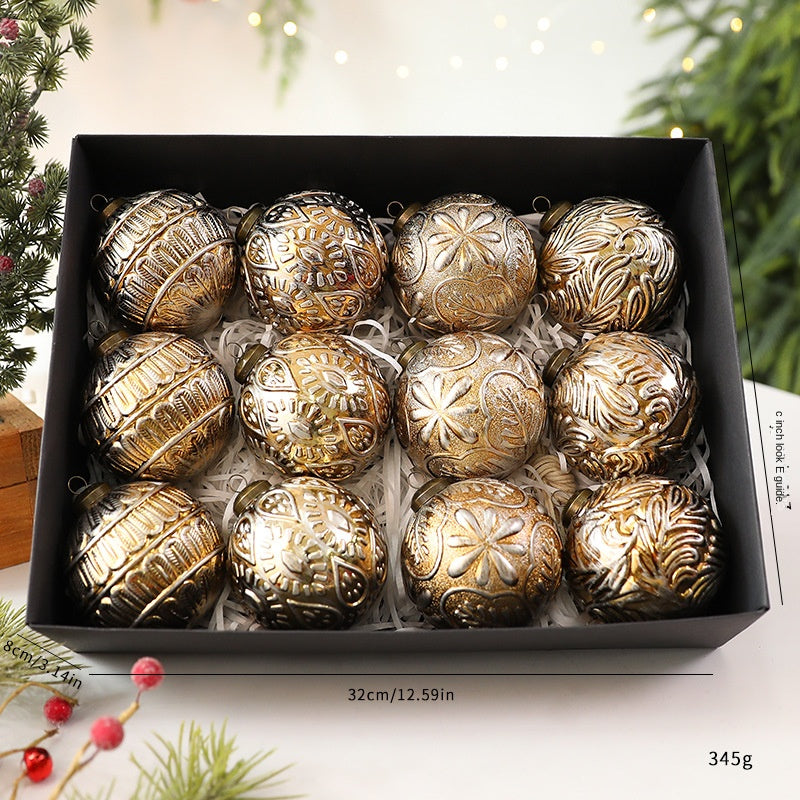 Vintage Style 8cm Ornament Ball Hanging Decoration for Christmas Tree