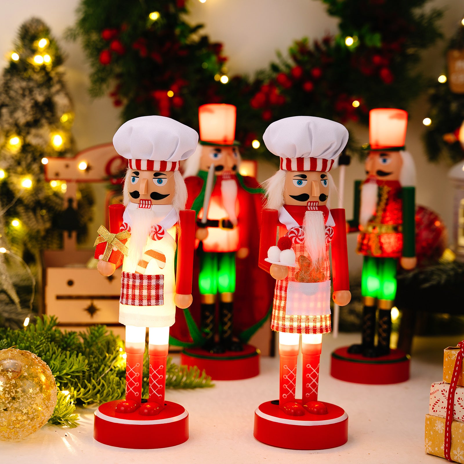 Christmas Decoration Nutcracker Soldier Figurine with Light