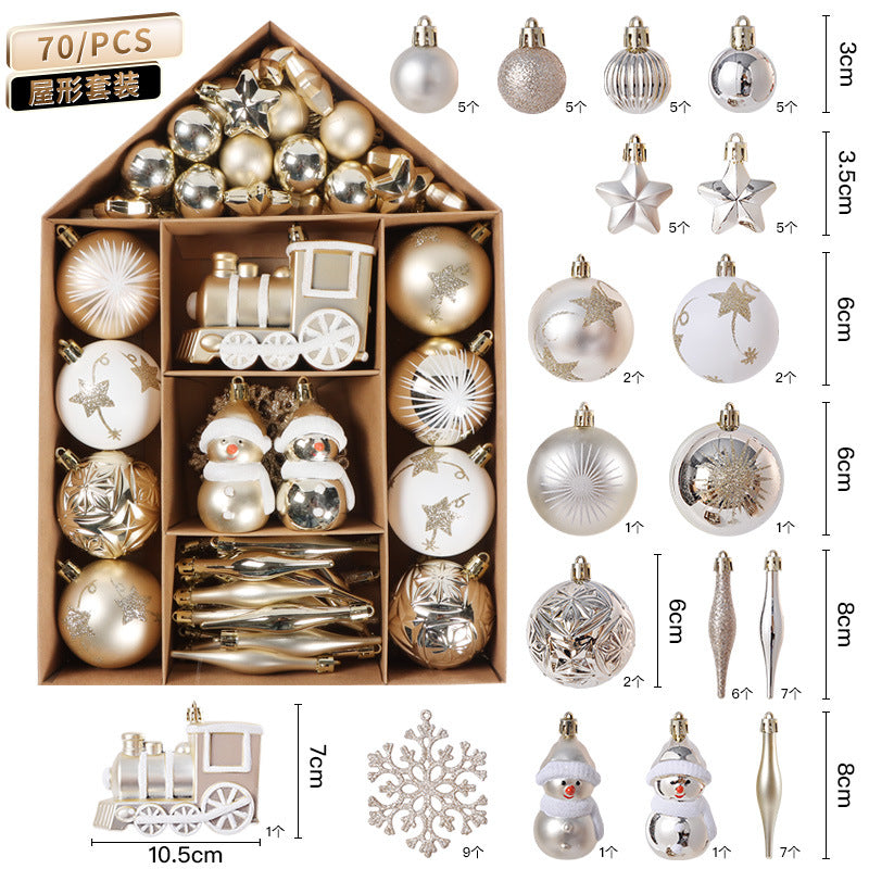 Christmas ball, House shaped set, kraft paper box