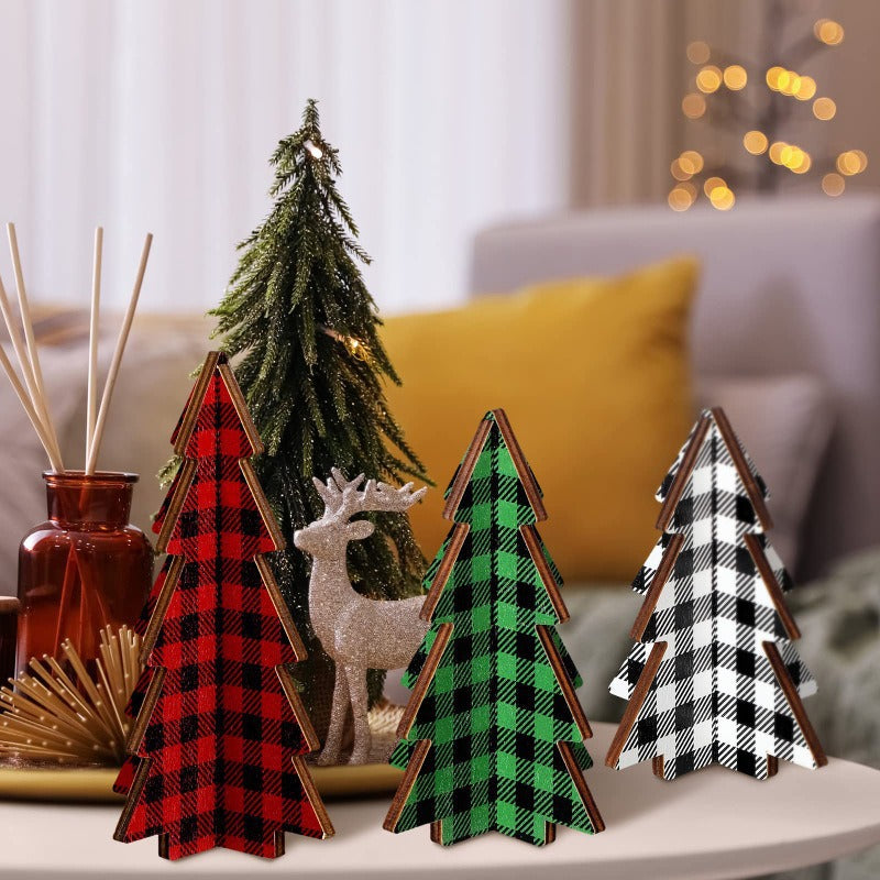 Christmas decorations, Christmas tree shaped wooden crafts ornaments