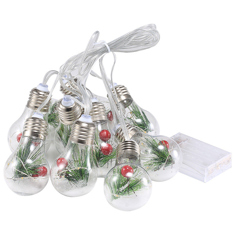 Christmas Ball Bubble Lamp Pine Needle Red Fruit Snowflake