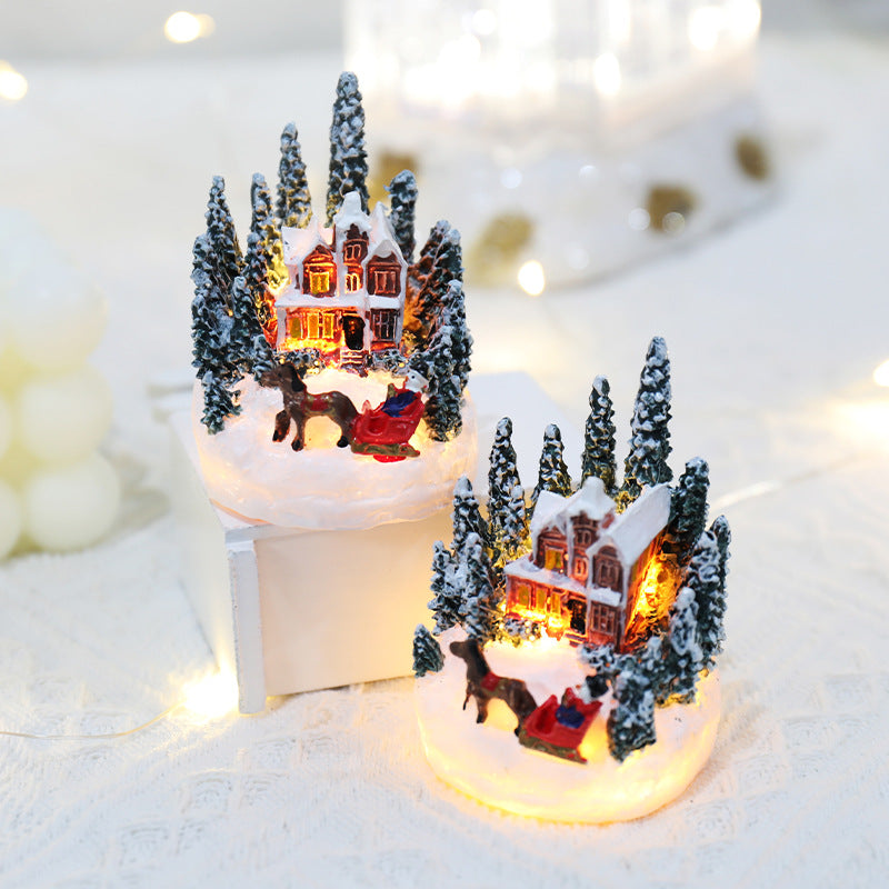 Christmas Decorations Resin Houses Luminous \ Small Houses Christmas Gift Creativity