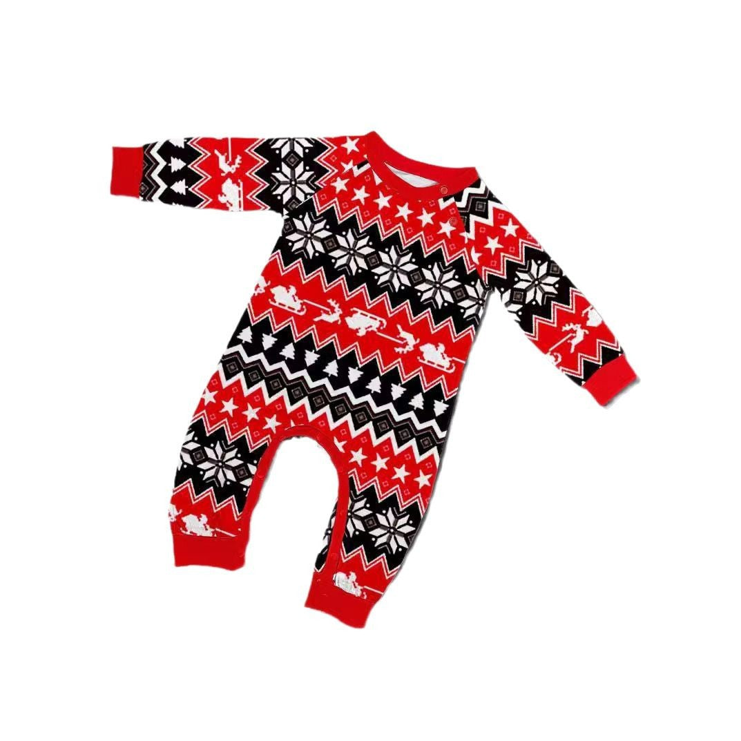 Christmas Deer Letter Stripe Christmas Family Matching Printed Loungewear Pajamas
