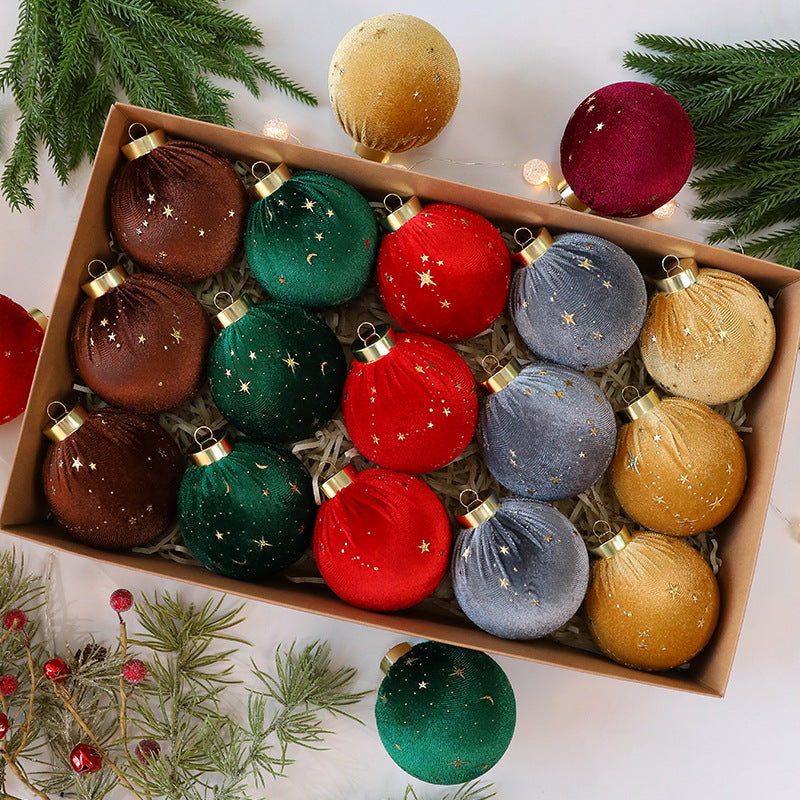 New Christmas Star-Embellished Velvet Christmas Ball \ Christmas Decoration Tree Ornament