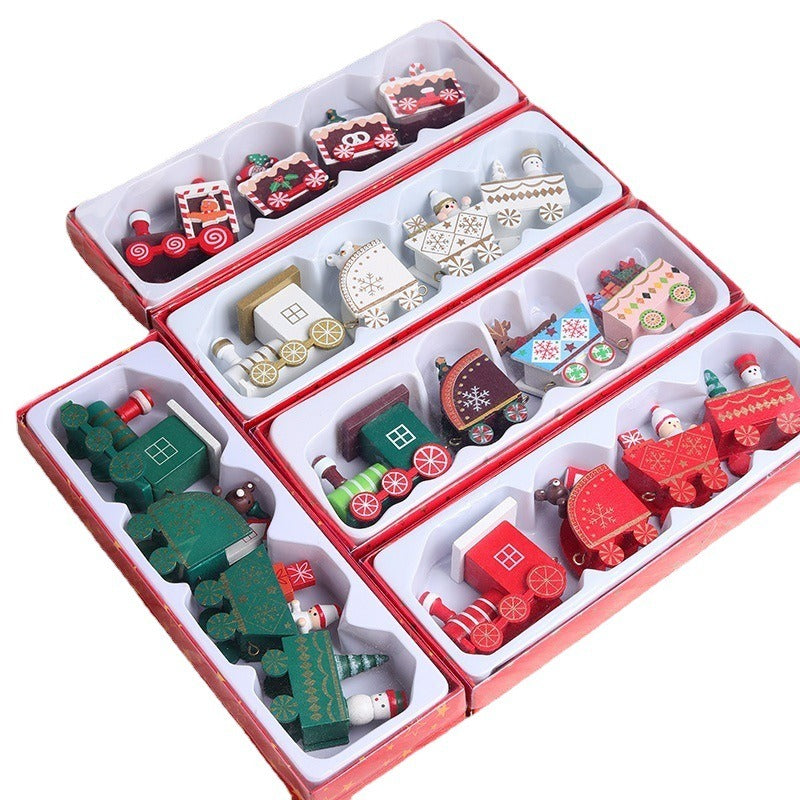 Christmas Decorations Wooden Train Christmas Presents Window Display