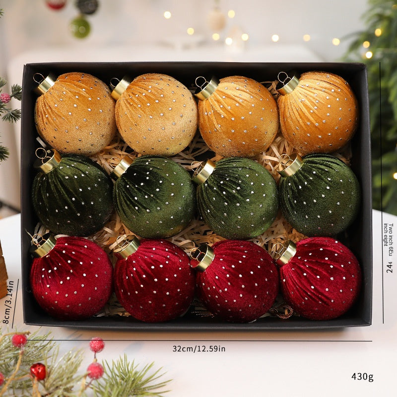 New Christmas Star-Embellished Velvet Christmas Ball \ Christmas Decoration Tree Ornament