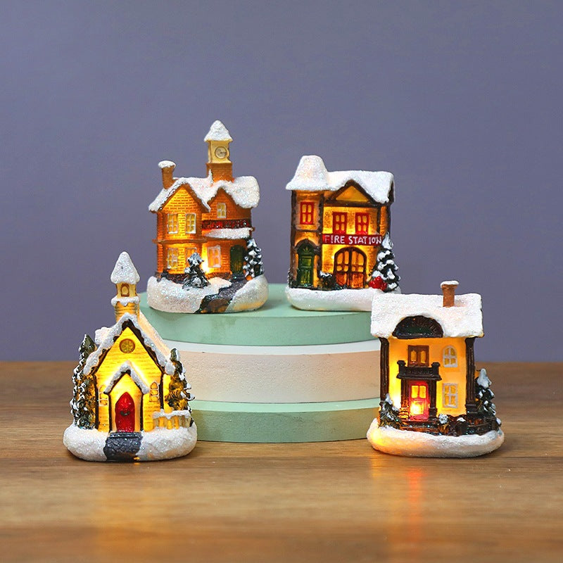 Christmas luminous small house LED warm light European style